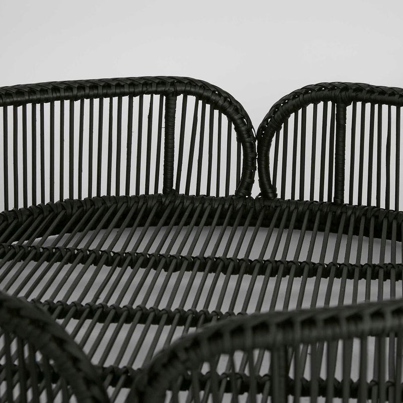 Set of 2 Luca Rattan Round Tray - Antique Black - Notbrand