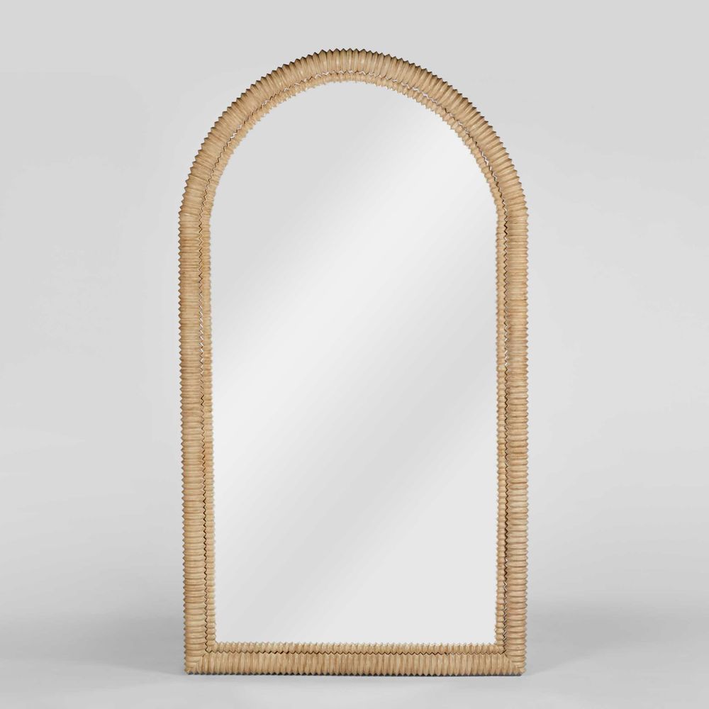Cloverley Teak Wood Frame Floor Mirror - Natural - Notbrand