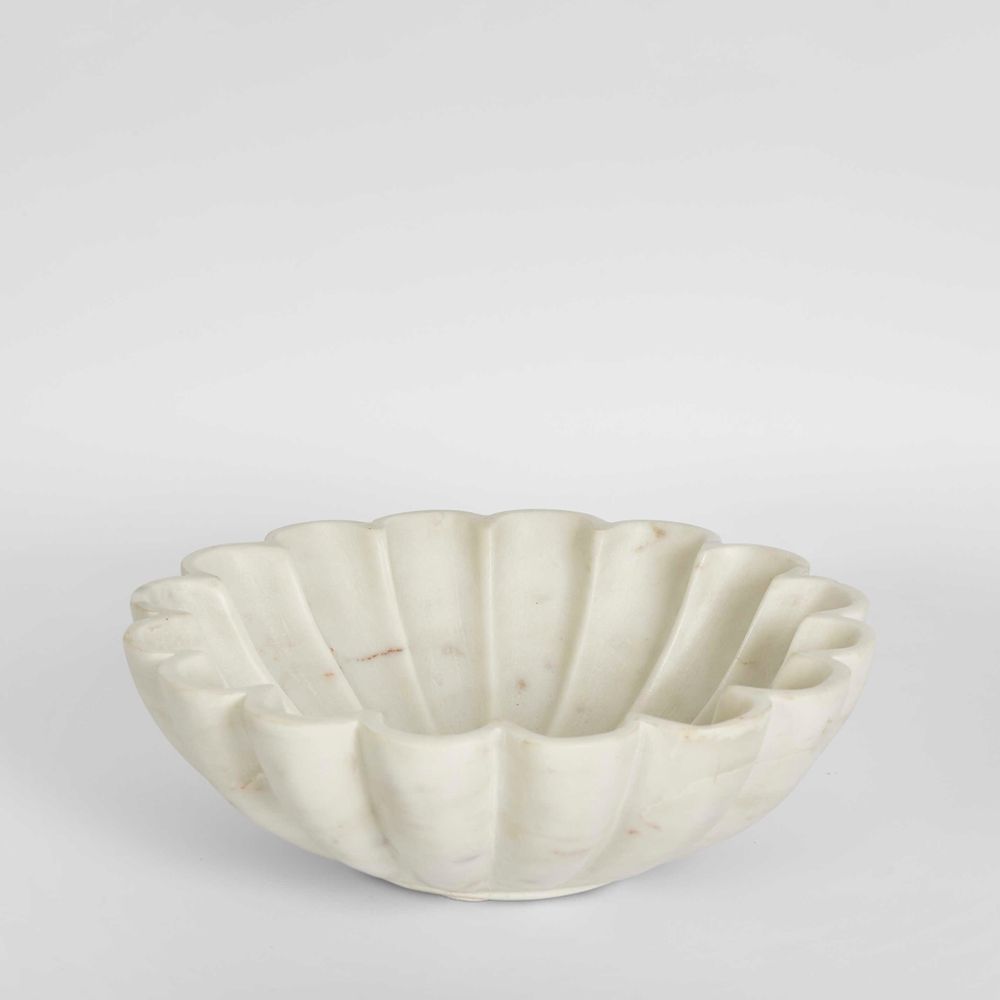 Flora Marble Bowl in White - Medium - Notbrand