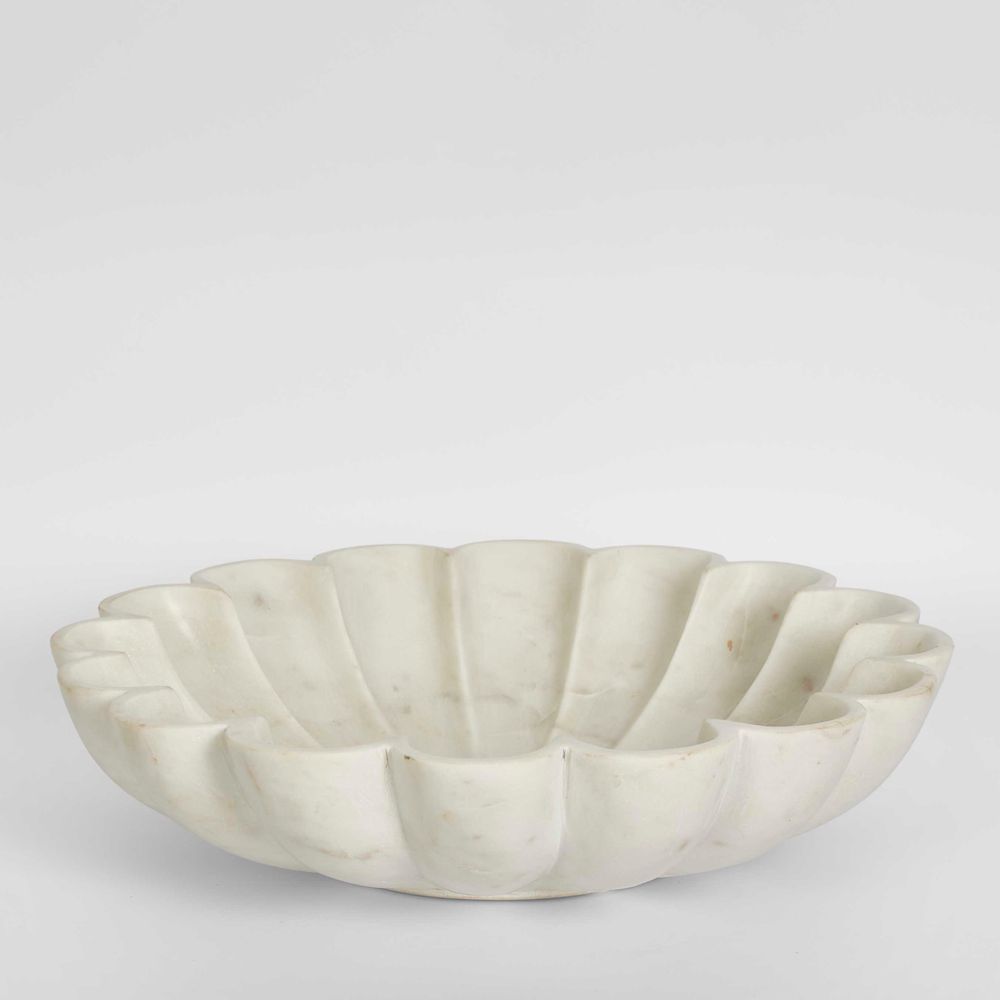 Flora Marble Bowl in White - Large - Notbrand