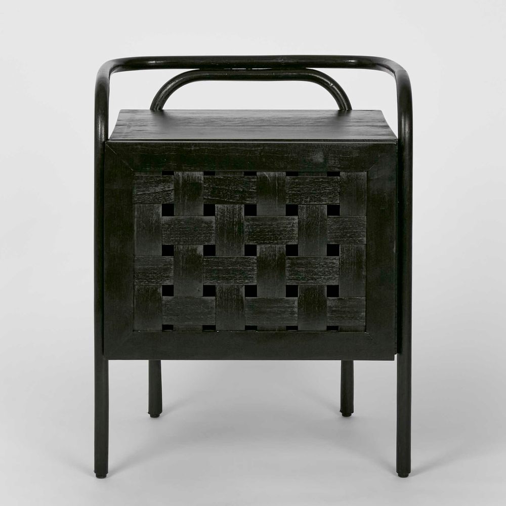 Weave Mindi Wood Bedside Table - Black - Notbrand