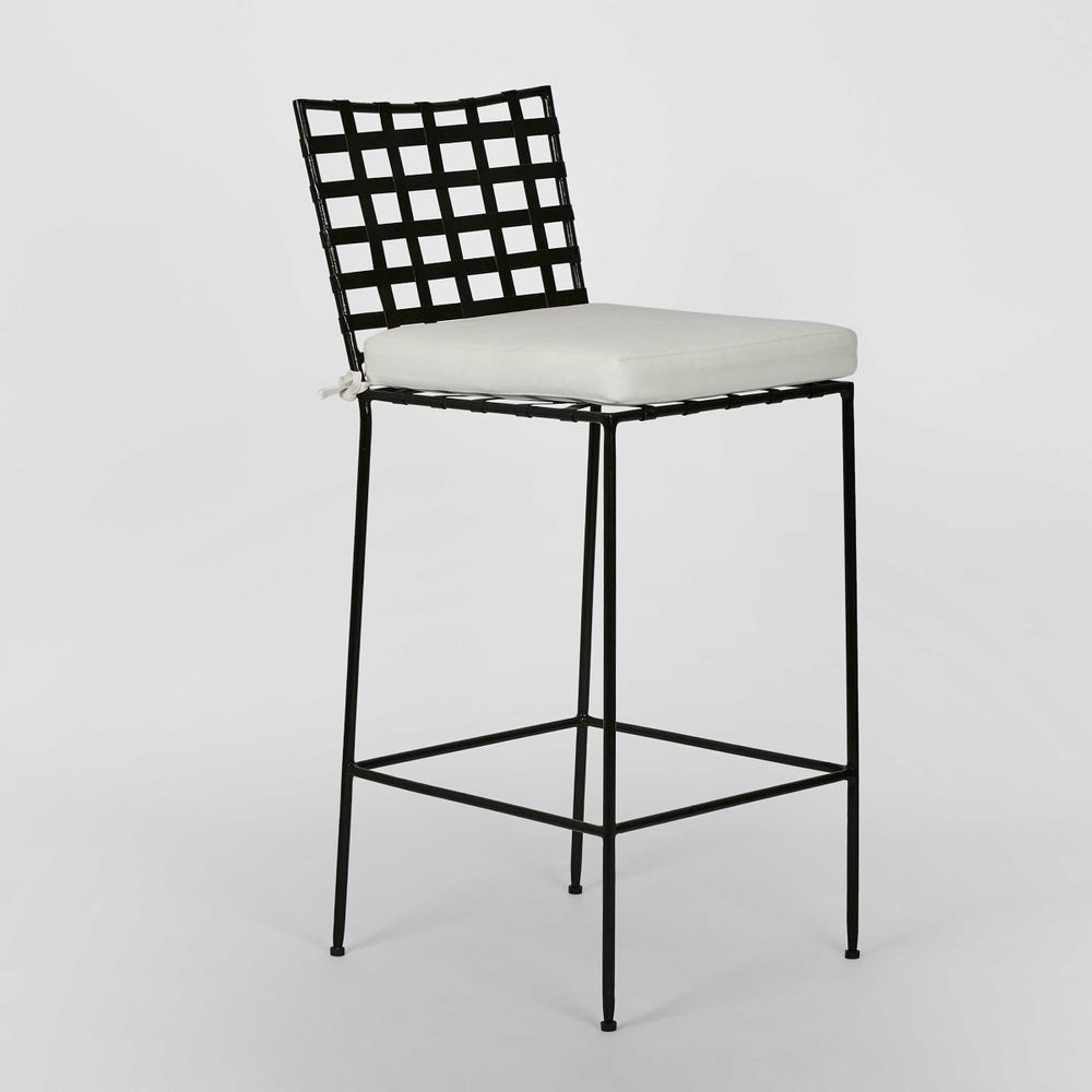 Sheffield Outdoor Bar Chair with Cushion - Black - Notbrand