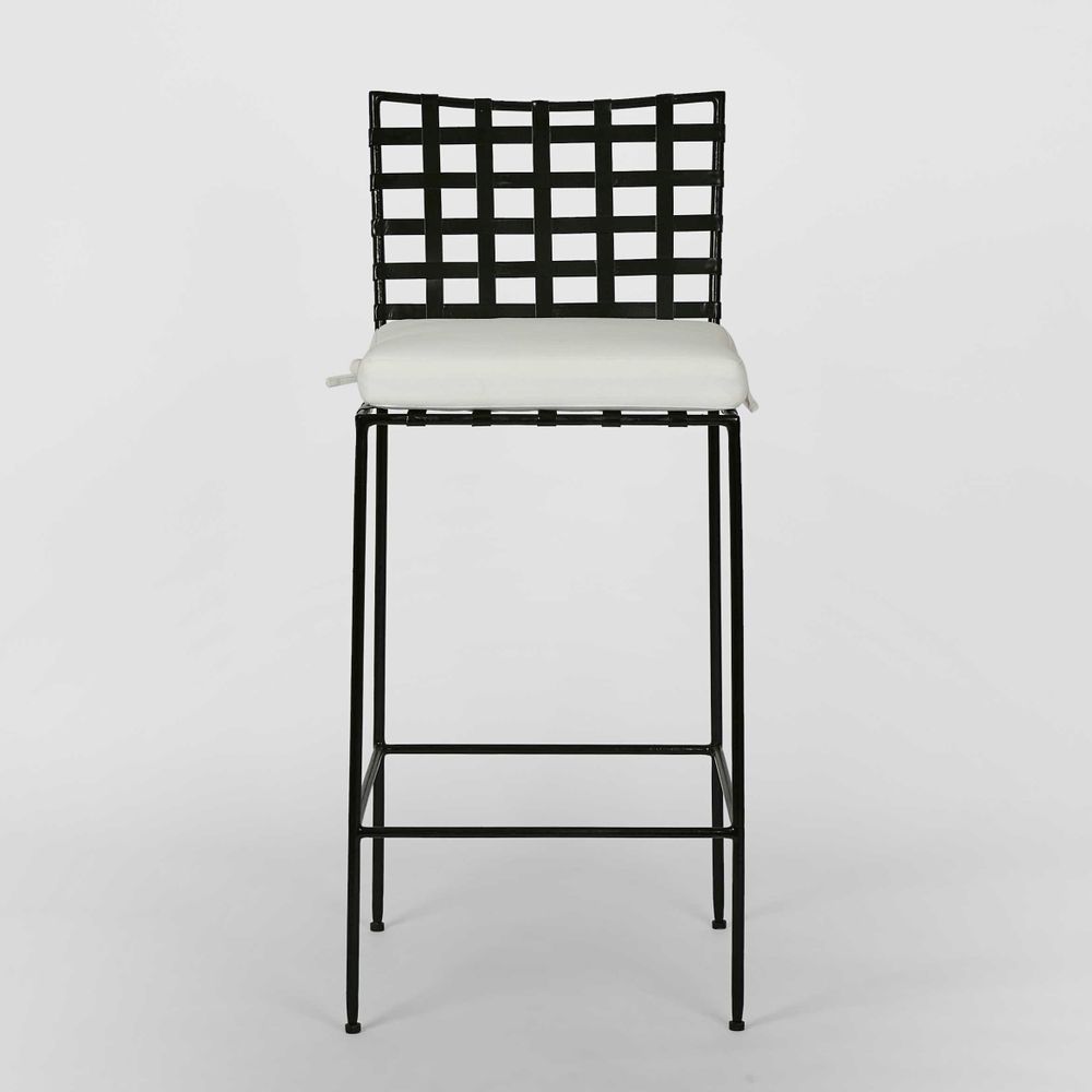 Sheffield Outdoor Bar Chair with Cushion - Black - Notbrand