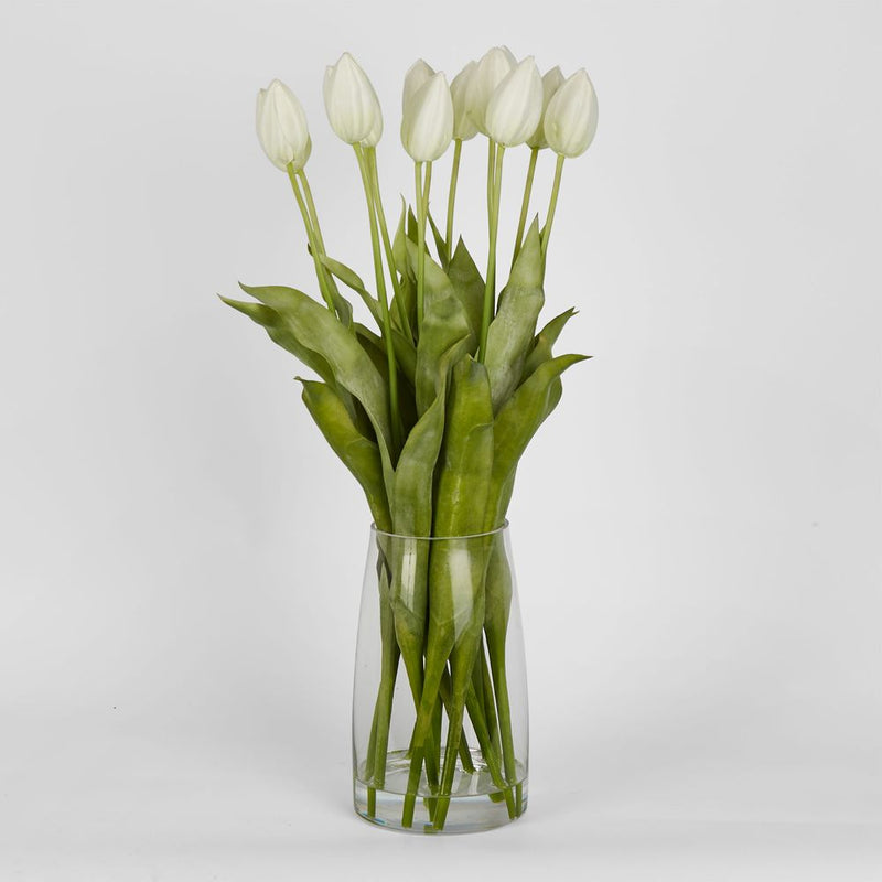 Artificial Tulips in Water with Vase - White - Notbrand