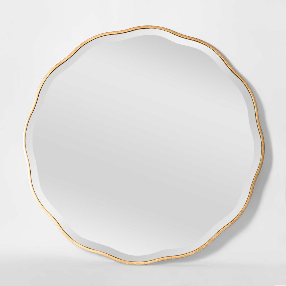 Camille MDF Frame Scallop Mirror in Gold - Large - Notbrand