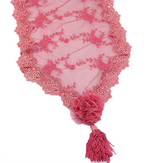 Vintage Lace Long Runner with Rosebud - Rose - Notbrand