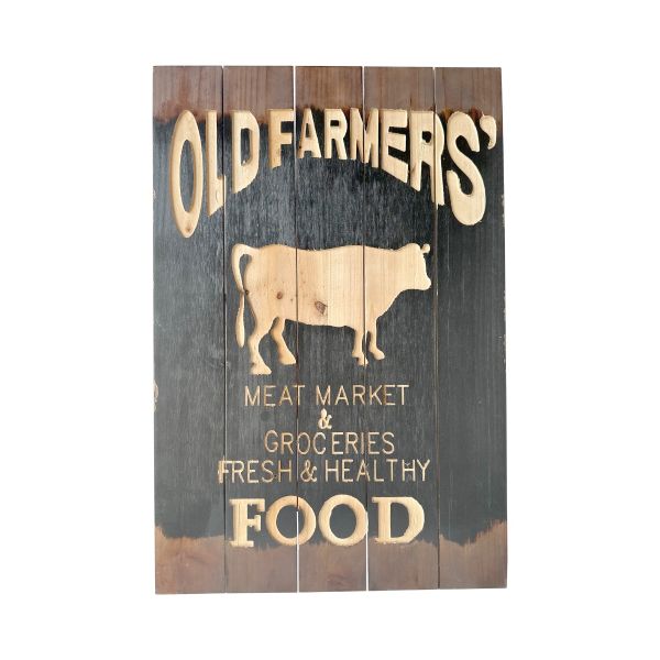 Set of 2 Old Farmers Meat Market Sign - Timber - Notbrand