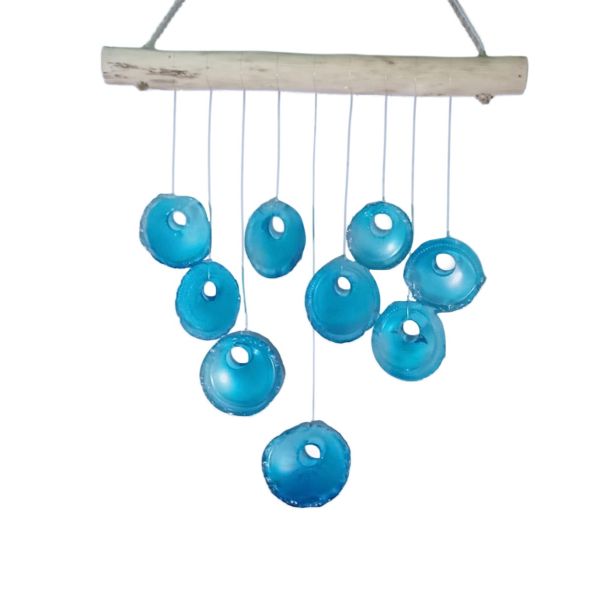 Set of 2 Handmade Seagrass Circles Wind Chime - Blue - Notbrand