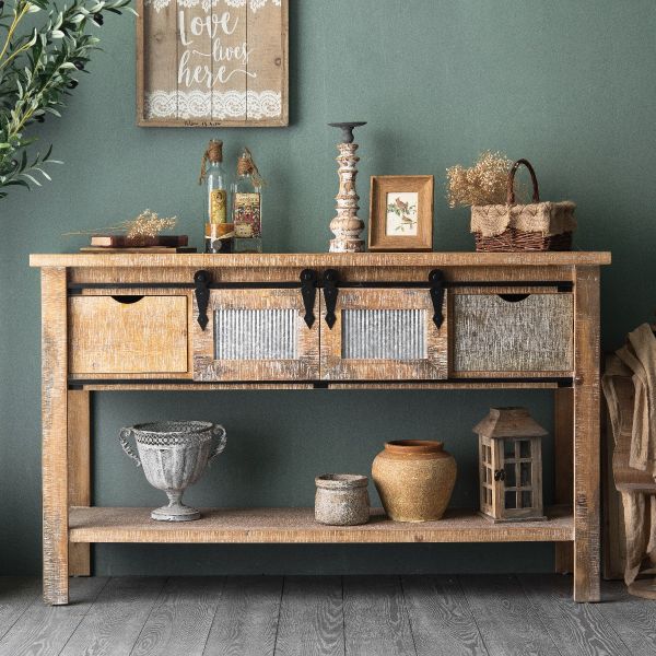 Martha Timber Console Table - Rustic Finish - Notbrand