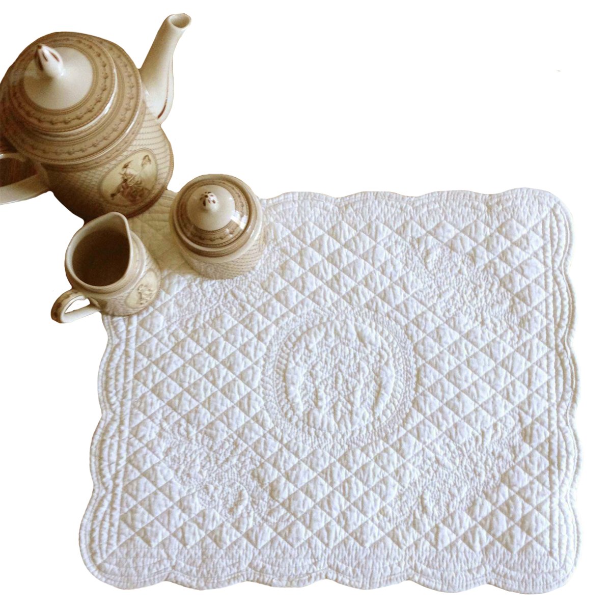 Cotton Fabric Placemats in Ivory - Set of 4 - Notbrand