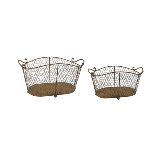 Set of 4 Arch Shape Metal Wire Baskets - Rust - Notbrand