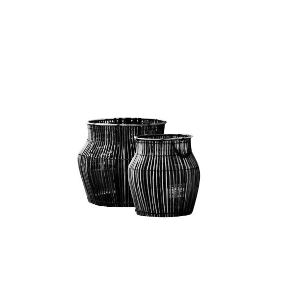 Set of 4 Tanwa Rattan Handmade Baskets - Black - Notbrand