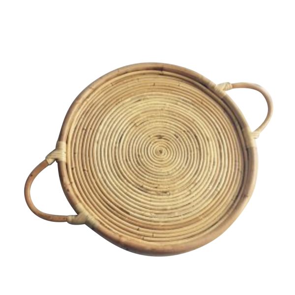 Set of 2 Floss Round Rattan Serving Tray - Natural - Notbrand