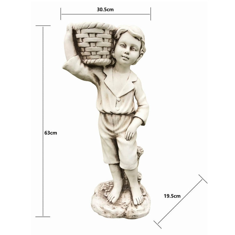 Boy Holding Basket Planter Statue - 63cm - Notbrand