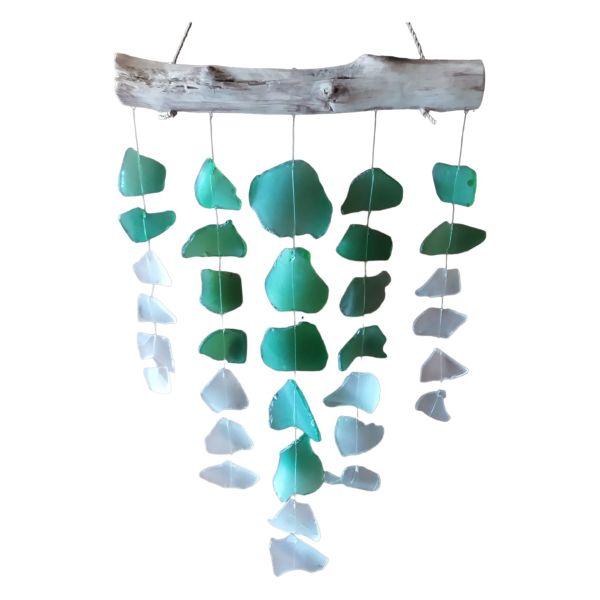 Set of 2 Handmade Seagrass Chips Wind Chime - Green & White - Notbrand
