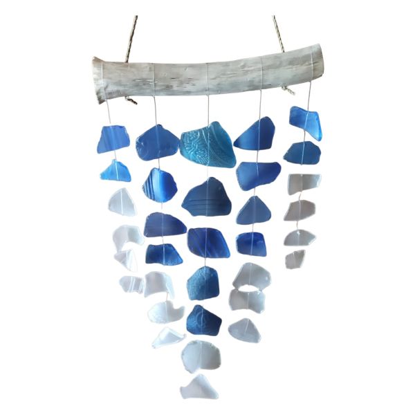 Set of 2 Handmade Seagrass Chips Wind Chime - Blue & White - Notbrand