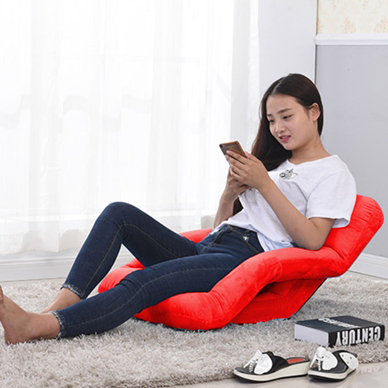 Foldable Floor Recliner Chair with Armrest - Red - Notbrand