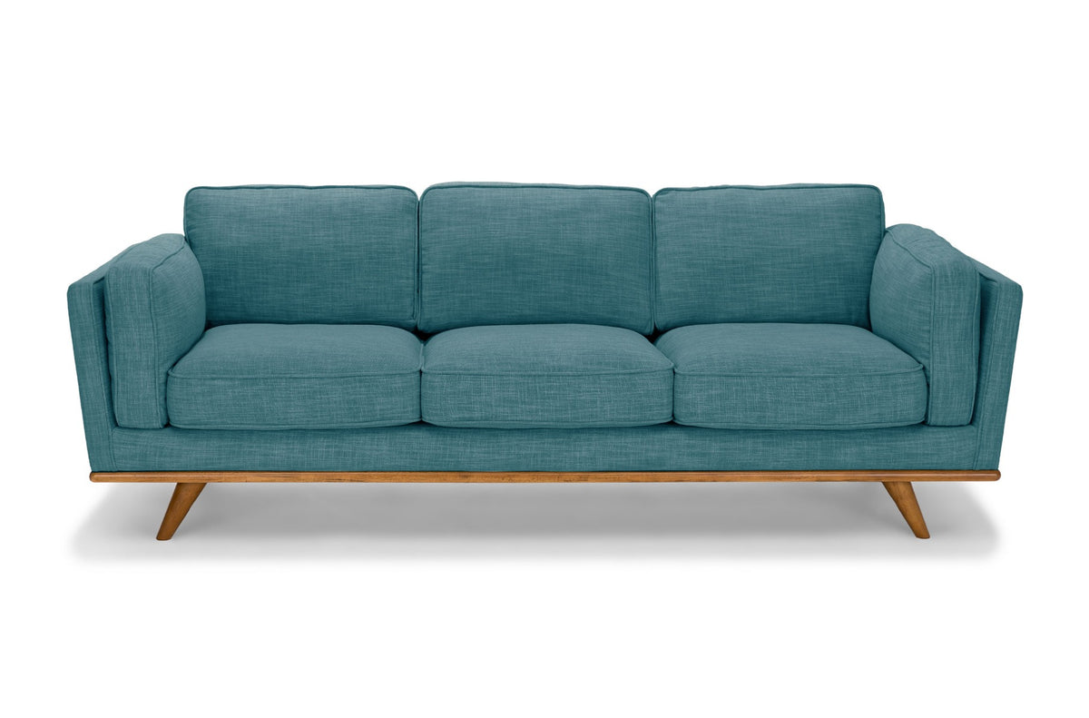 Rebo Fabric Lounge 3 Seater Sofa with Solid Wooden Frame - Teal - Notbrand