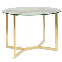 1.2m Round Glass Dining Table - Gold Base - Notbrand