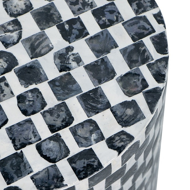 Mosaic MDF Tiled Stool - Black & White - Notbrand