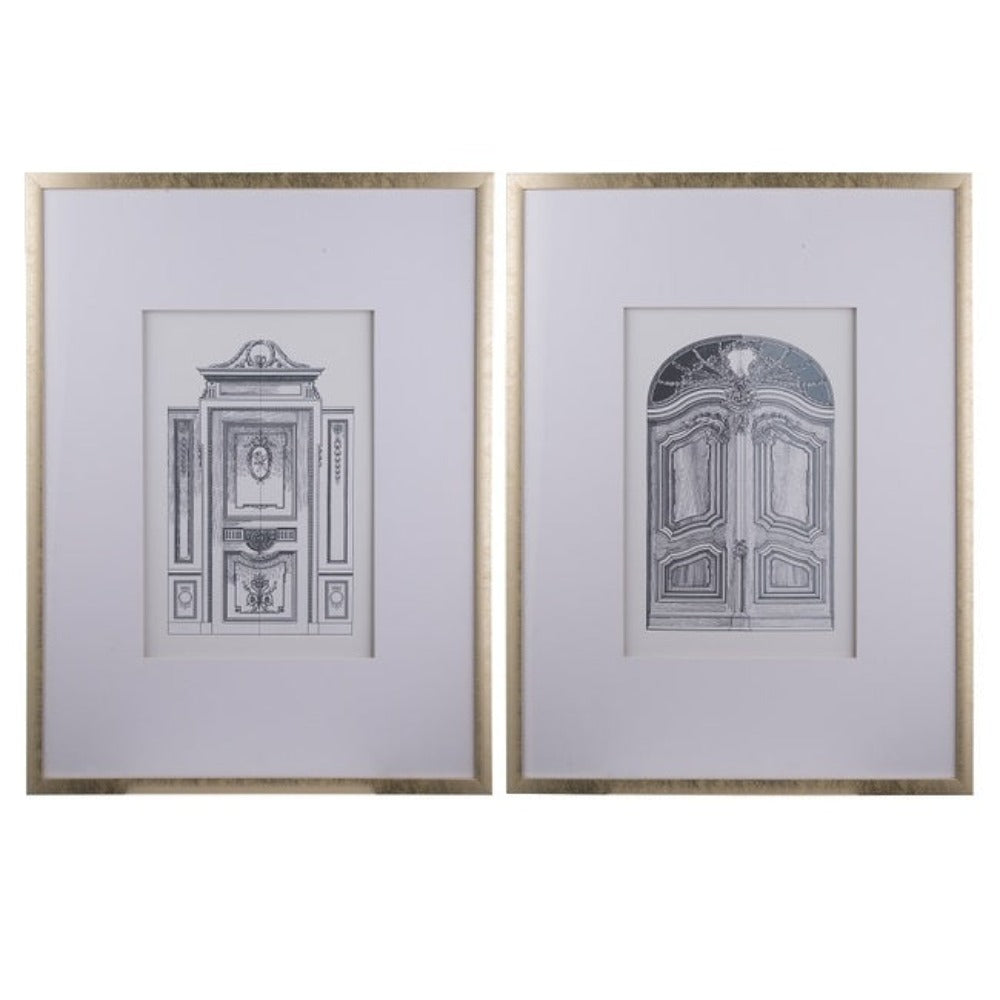 Set of 2 Ornate Doors Fake Pencil Wall Art - Notbrand