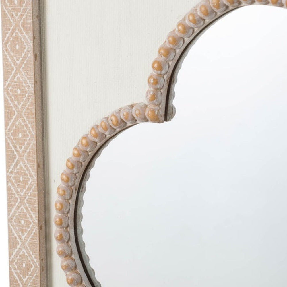 Clover Wooden Frame Square Wall Mirror -  Natural & Off White - Notbrand