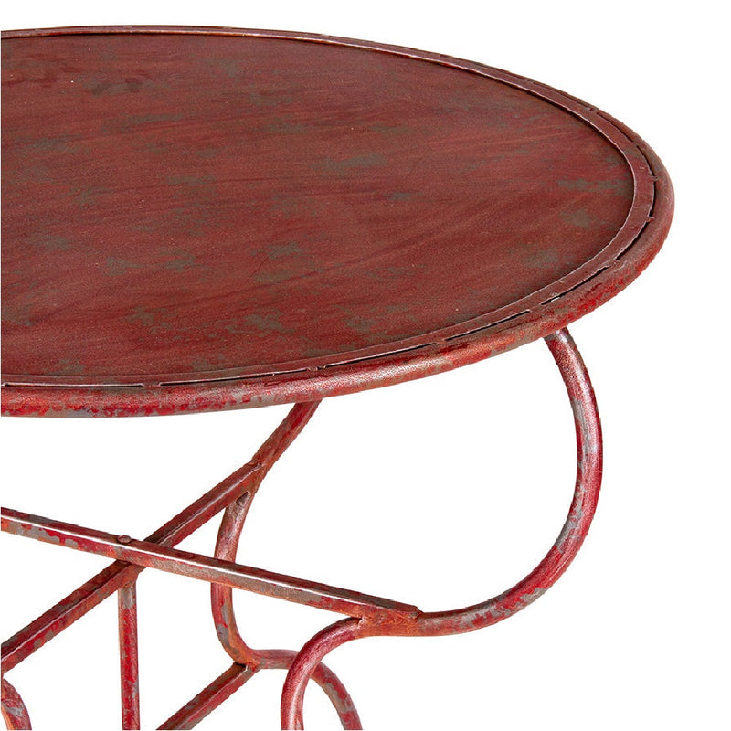 Outdoor Metal Round Table & Chairs Set in Antique Red - 3 Piece Set - Notbrand