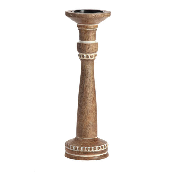 Handcrafted Carved Pillar Candle Holder - 40cm - Notbrand