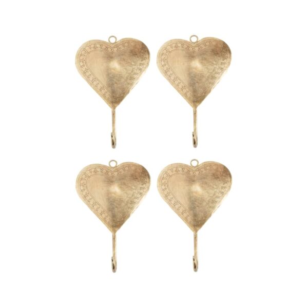 Handcrafted Heart Wall Hooks Set - 4 Pieces - Notbrand