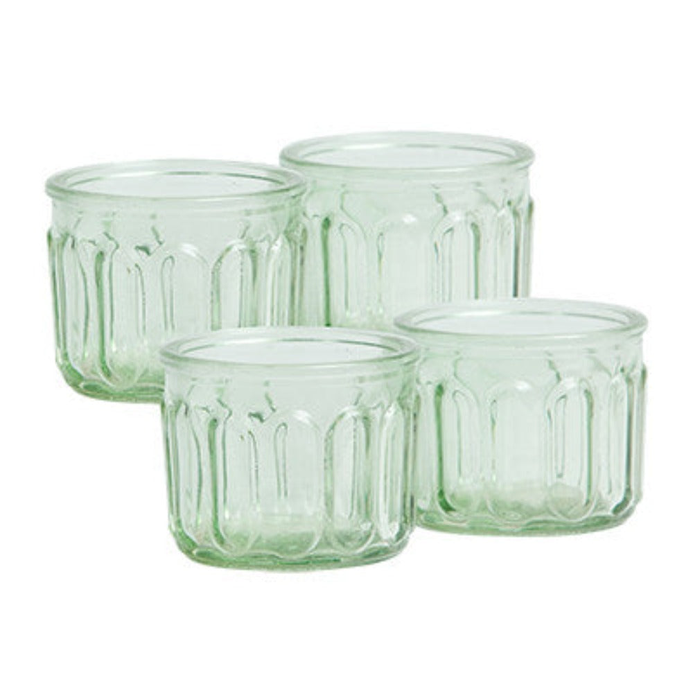 Set of 4 Lune Glass Votive Jars - Green - Notbrand