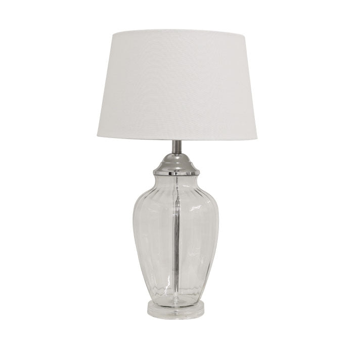 Addison Glass Table Lamp White Shade - Clear - Notbrand