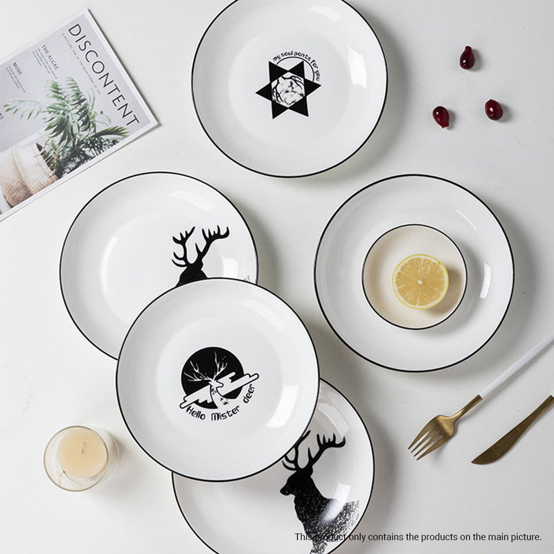 Antler Printed Ceramic Dinnerware With Square Plates - Set of 20 - Notbrand