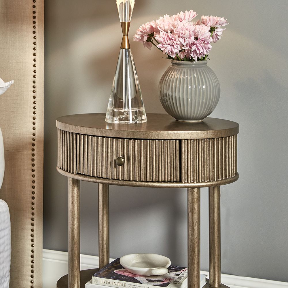 Arielle Antique Gold Bedside Table - Small - Notbrand