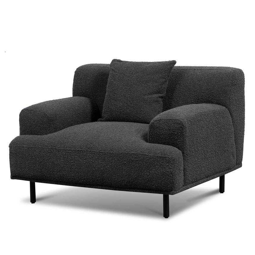 Armchair - Charcoal Boucle with Black Legs - NotBrand