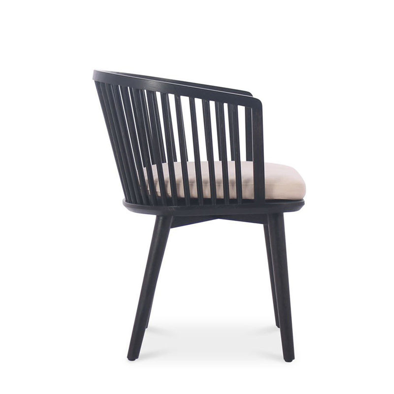 Hozha Teak Wood Dining Chair - Black - Notbrand