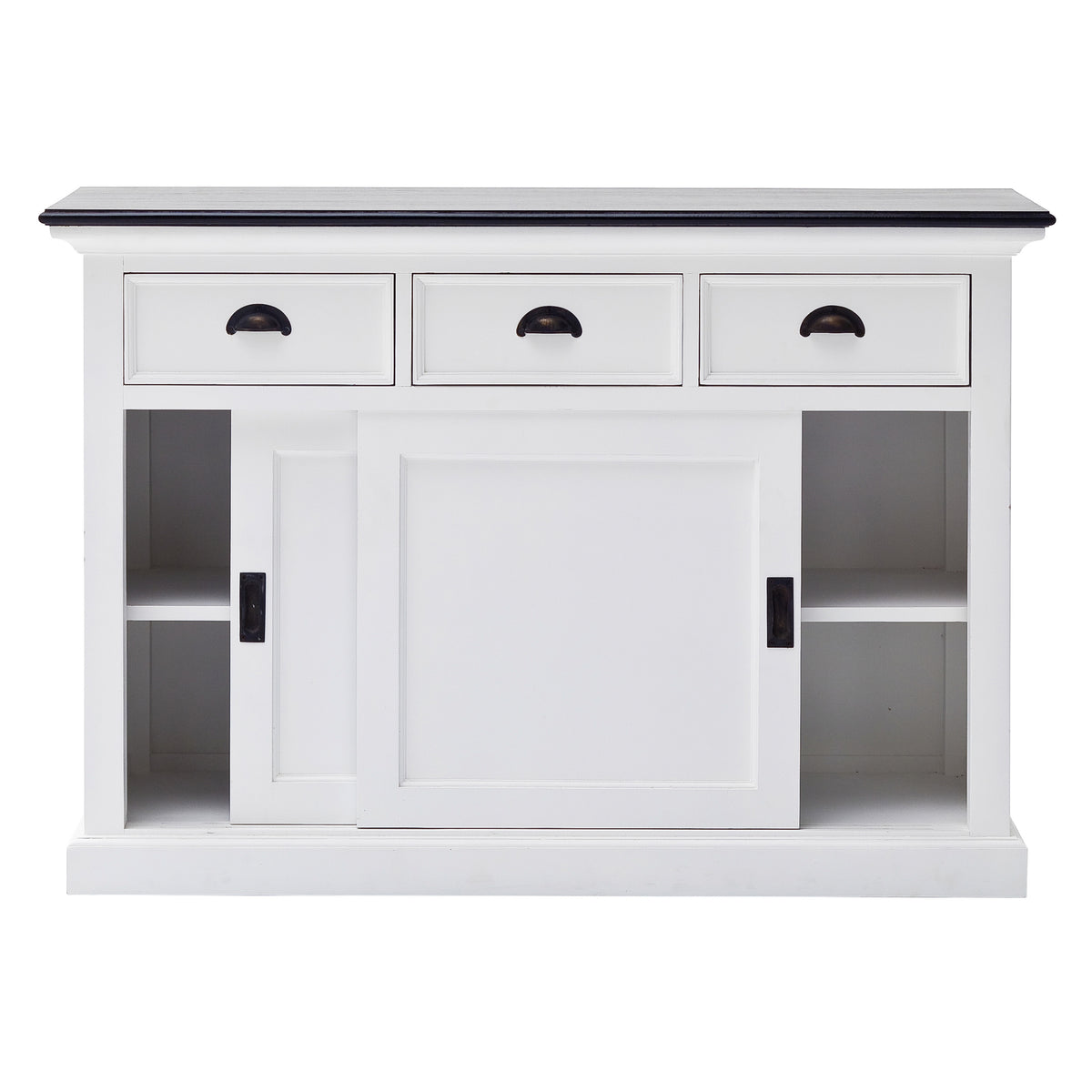 Halifax Contrast Buffet with Sliding Doors - Classic White & Black - Notbrand