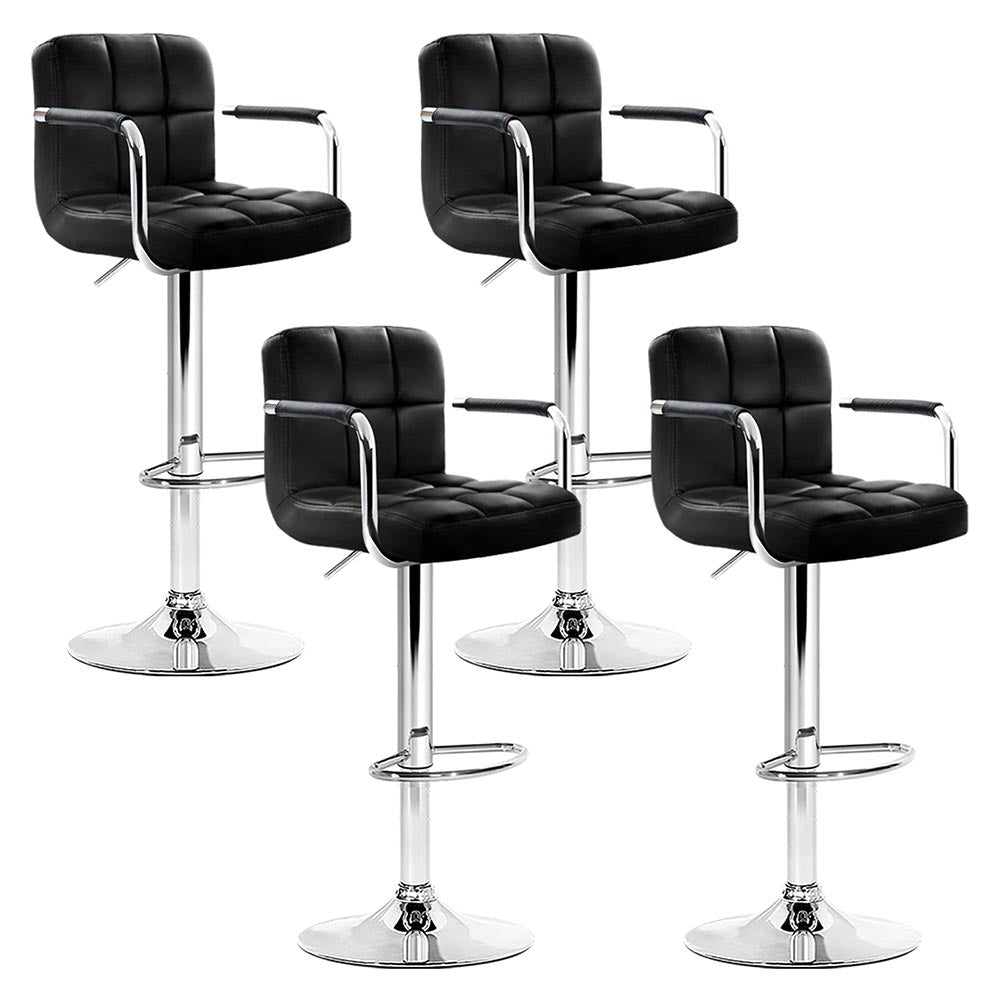 Artiss Swivel Armrests Gas lifted Bar Stools in Steel and Black - Set of 4