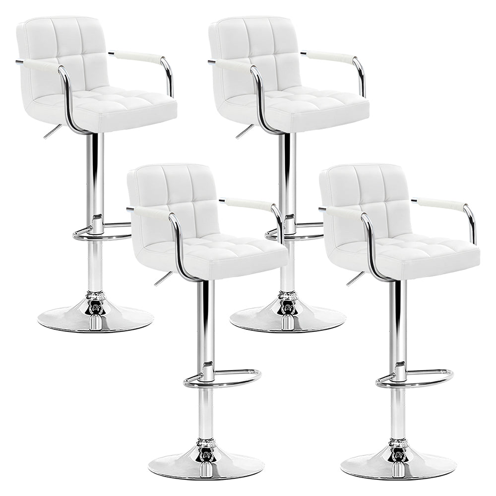 ArtissIn Swivel Gas lifted Bar Stools in Steel and White - Set of 4