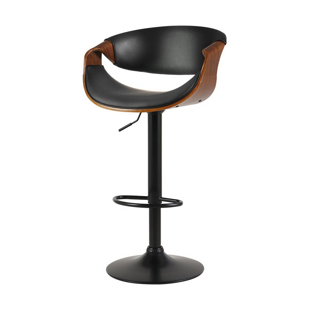 Artiss Swivel Gas Lifted Bar Stools in Leather - Black