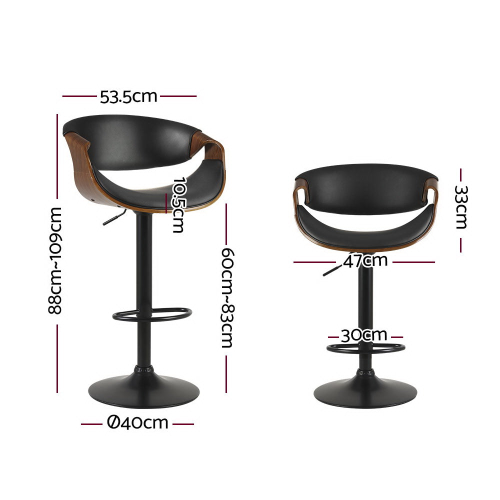 Artiss Swivel Gas Lifted Bar Stools in Leather - Black