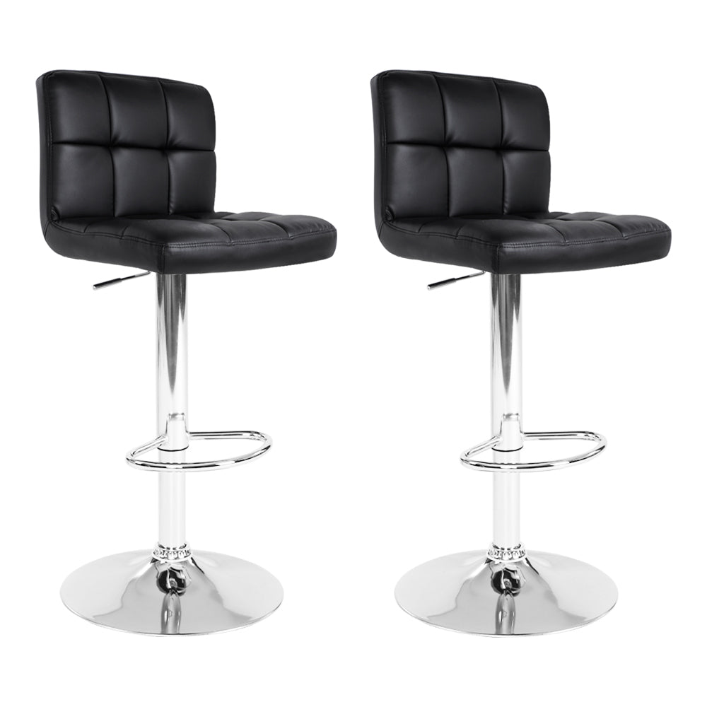 Artiss PU Leather Gas Lift Bar Stools in Black - Set of 2 - Notbrand