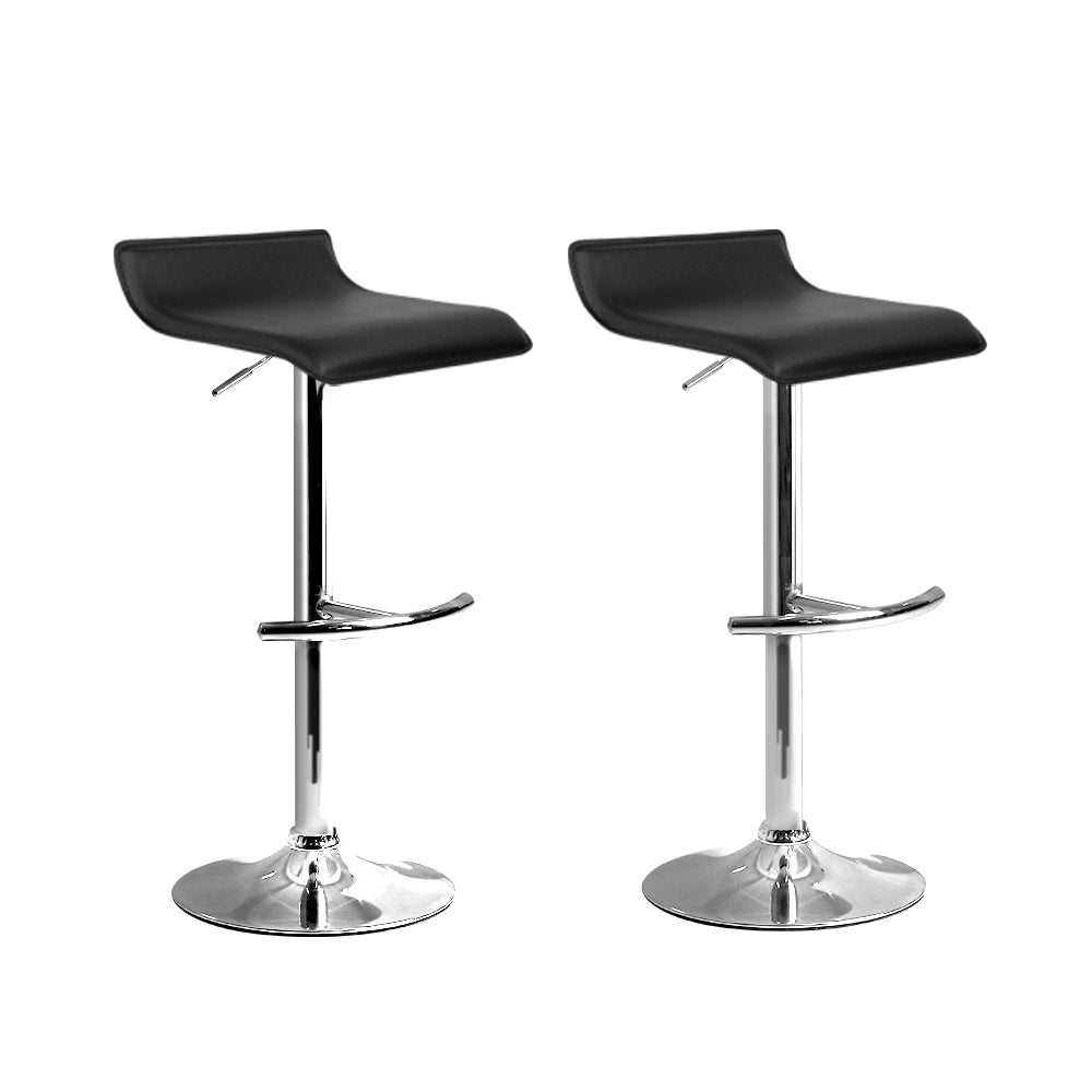 Artiss PU Leather Wave Style Bar Stools in Black - Set of 2 - Notbrand