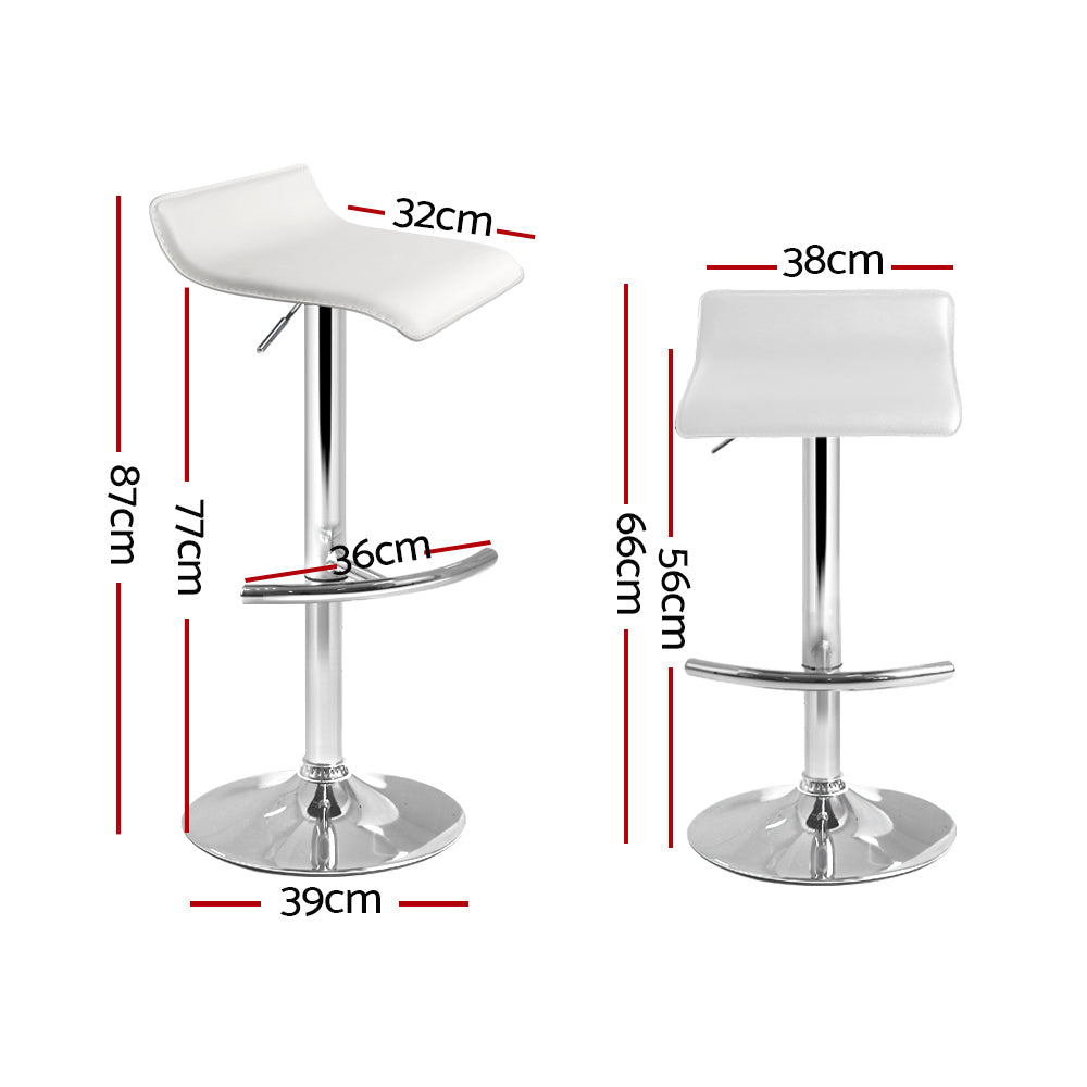 Artiss PU Leather Wave Style Bar Stools in White - Set of 2 - Notbrand