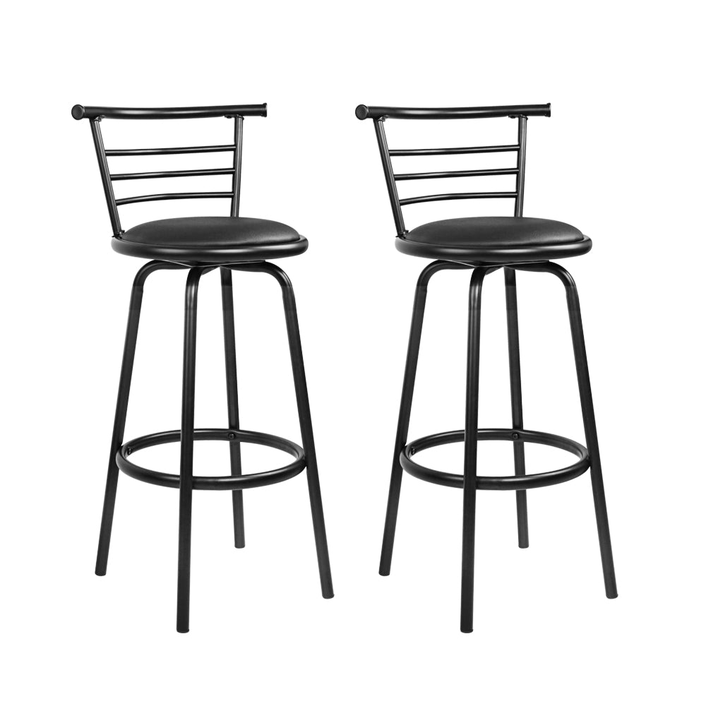 Artiss PU Leather Bar Stools in Black and Steel - Set of 2 - Notbrand