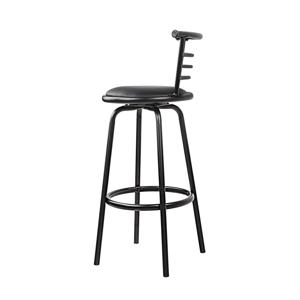 Artiss PU Leather Bar Stools in Black and Steel - Set of 2 - Notbrand
