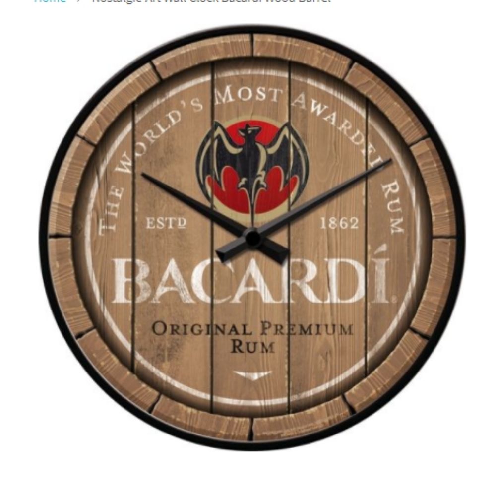 Bacardi Wood Barrel - Wall Clock - NotBrand