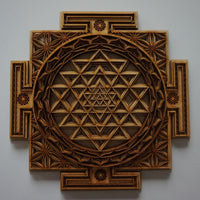 Blemon Wooden Sri Chakra Mandala Wall Art - Natural - Notbrand