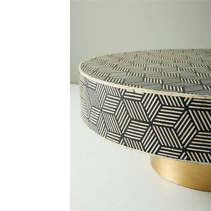Stella Bone Inlay Coffee Table Geometric Cube Design Black - Notbrand