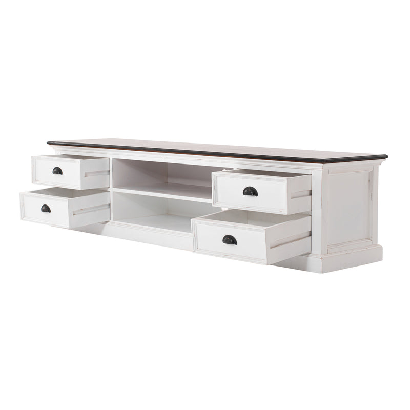 Halifax Accent Timber ETU with 4 drawers - White Distress & Deep Brown - Notbrand