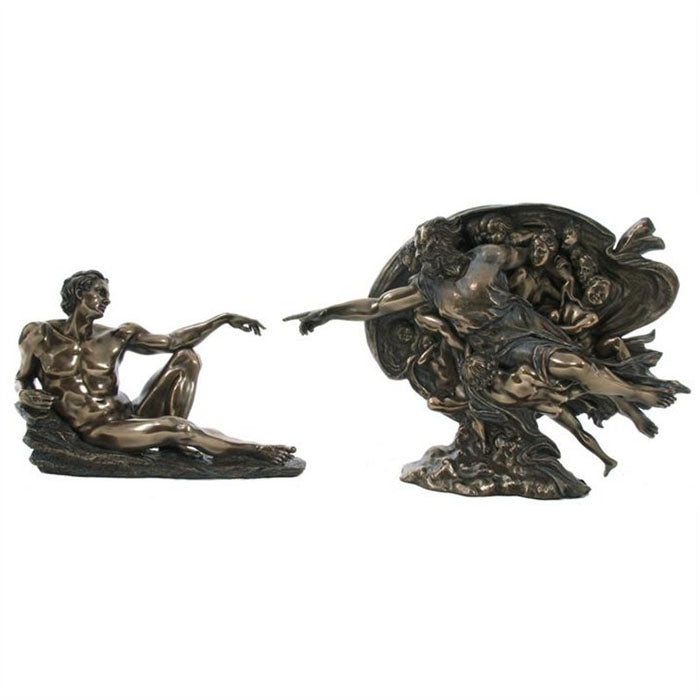 2 Pieces "Creation Of Adam" - Michelangelo Bronze Figurine - Notbrand